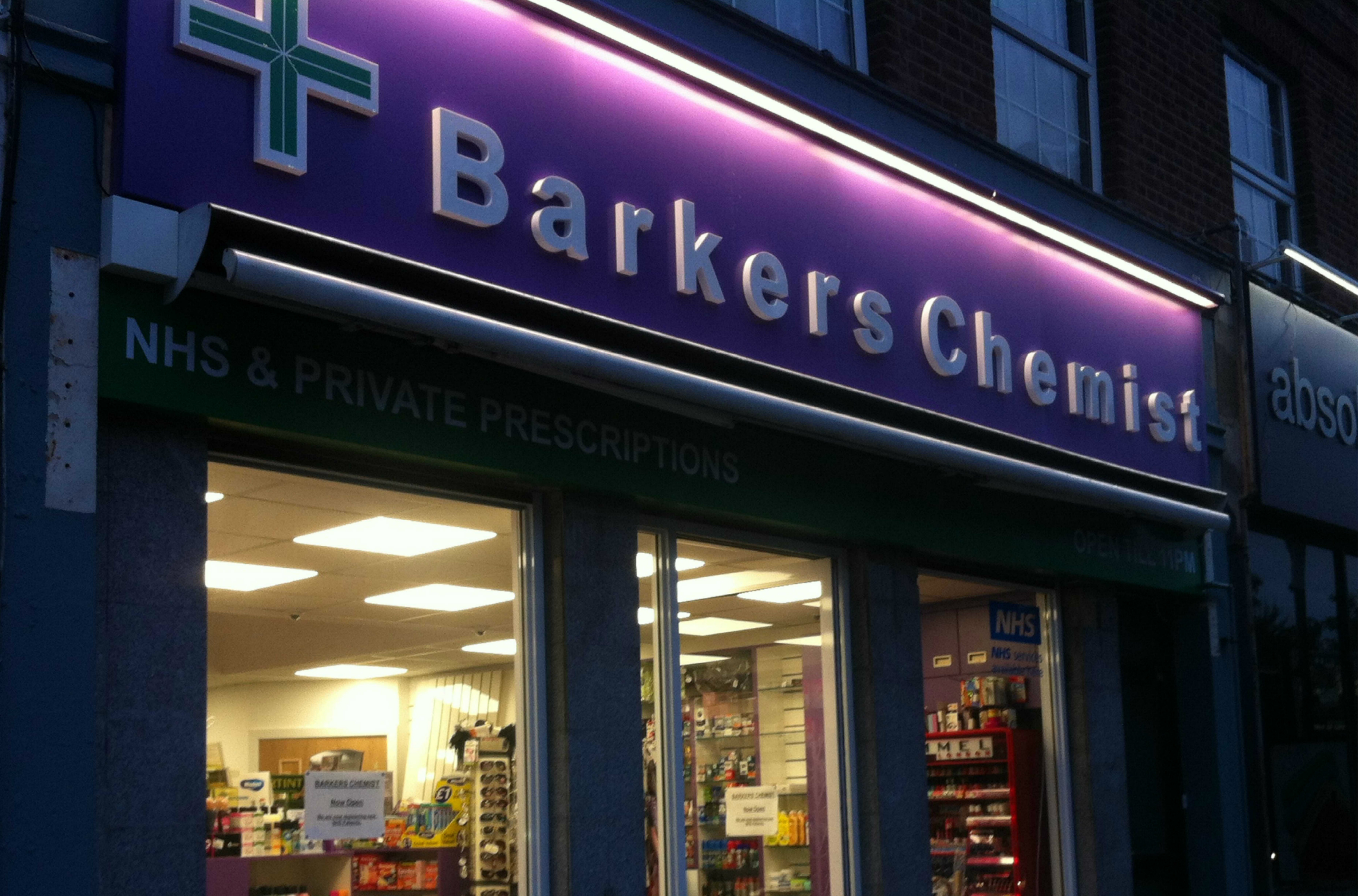 Barkers Chemist - Illuminated Signs And Facia Signs